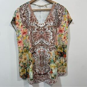 Soft Surroundings Patria Tunic Embellished Sequins Beaded Floral Blouse Size L